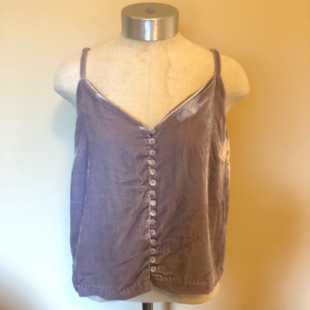 Madewell velvet cami top button v neck